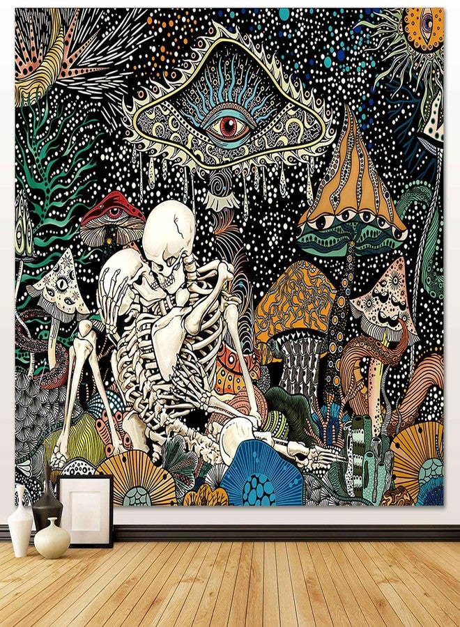 OIOVOIO Mushroom Tapestry The Lovers Tapestries Hippie Tapestry for Bedroom Skeleton Tapestries Gothic Wall Hanging for Bedroom Dorm Living Room Aesthetic Deco(59"x51", Lovers) - Image 1